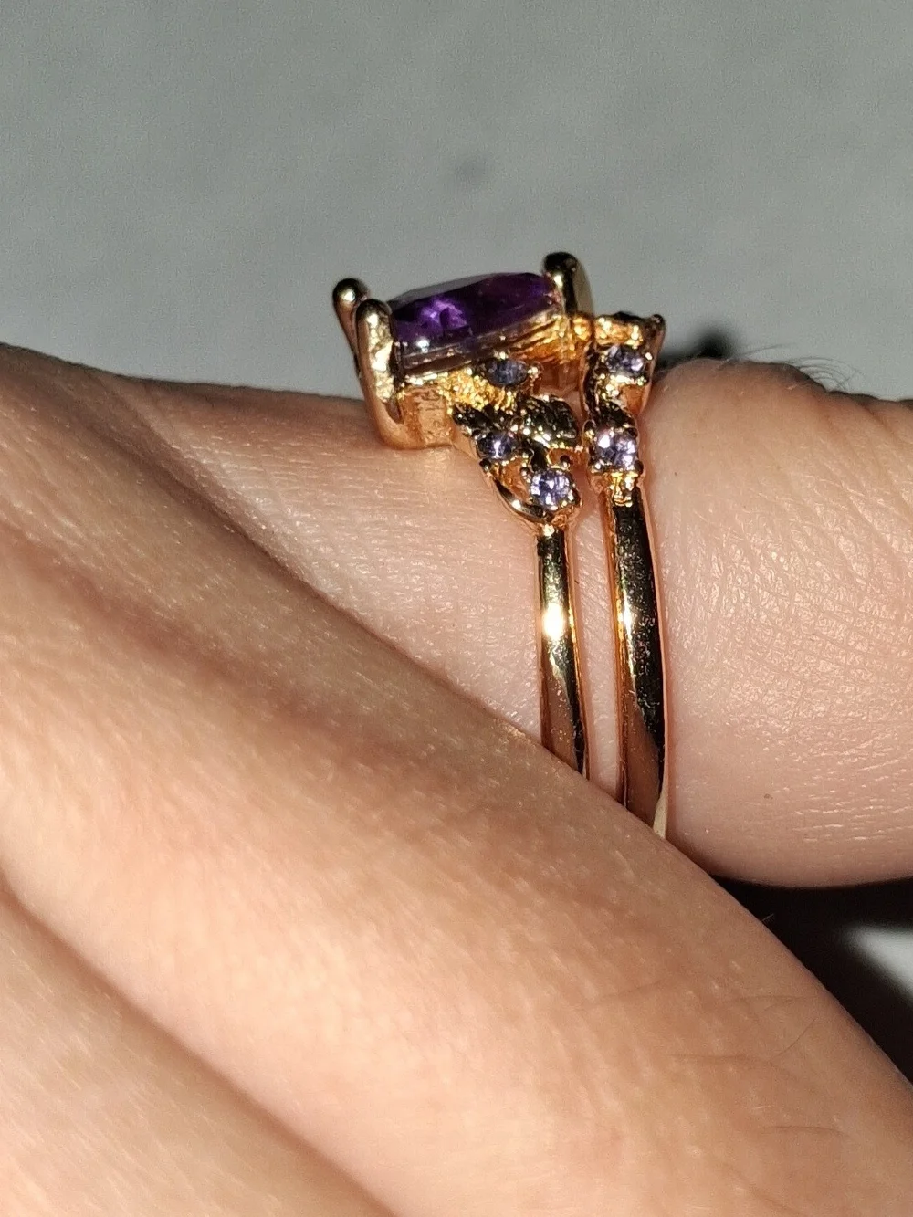 Gold Amethyst Heart Ring